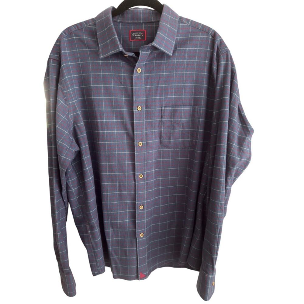 UNTUCKit Blue Plaid Button Down Shirt Mens XL Casual Clean Preppy Normcore